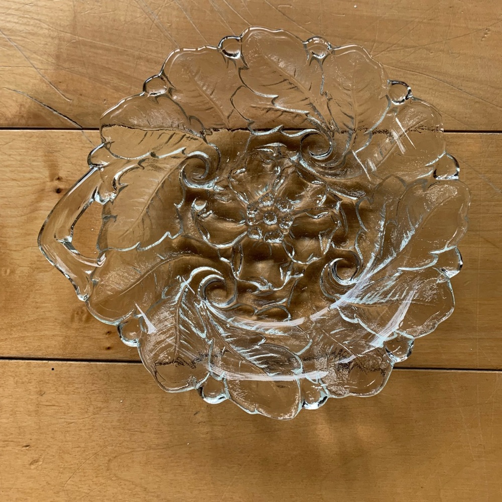 INDIANA GLASS | Vintage Wild Rose Pressed Serving Plate